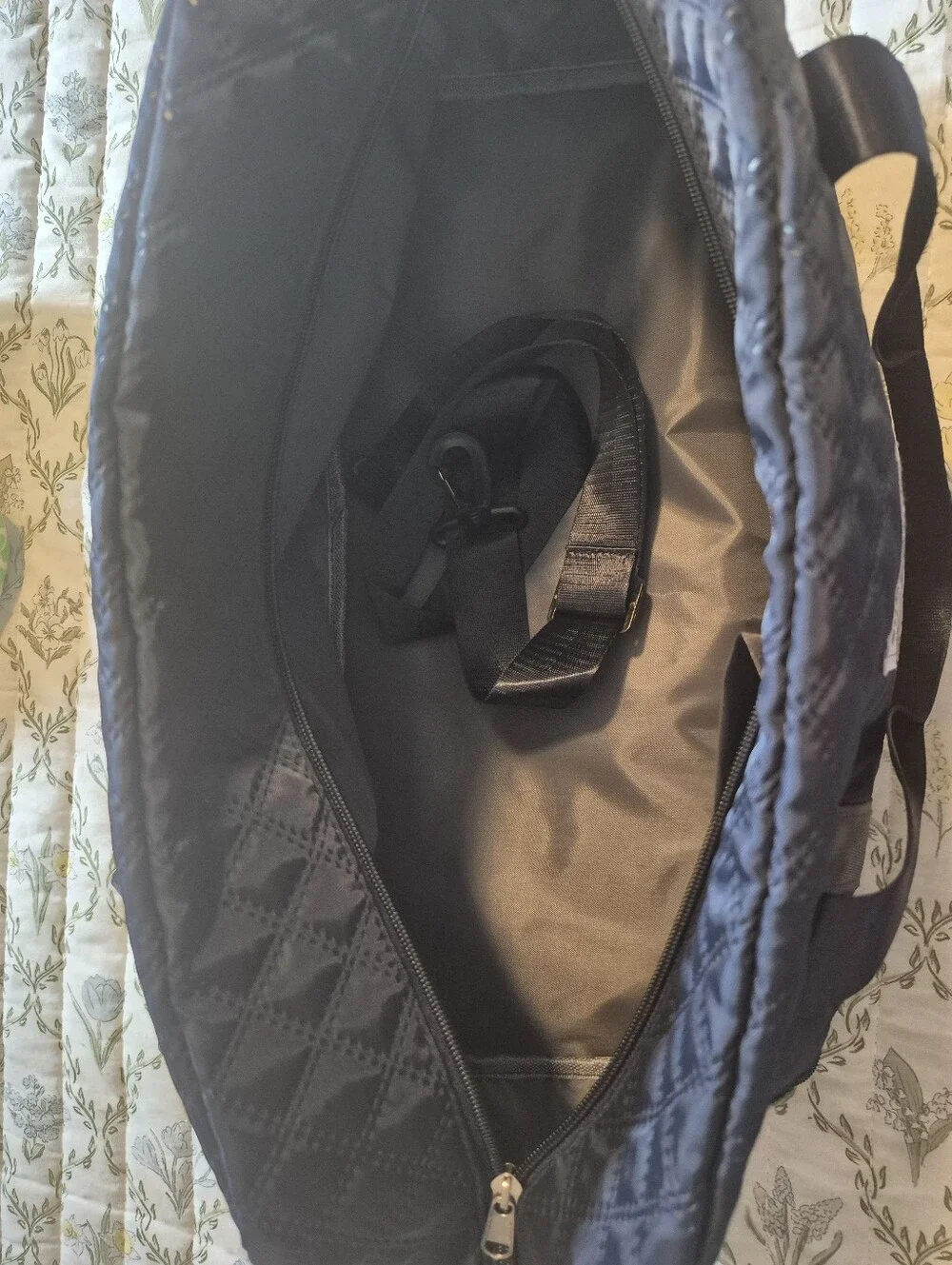 Quilted Black Travel Duffle Bag